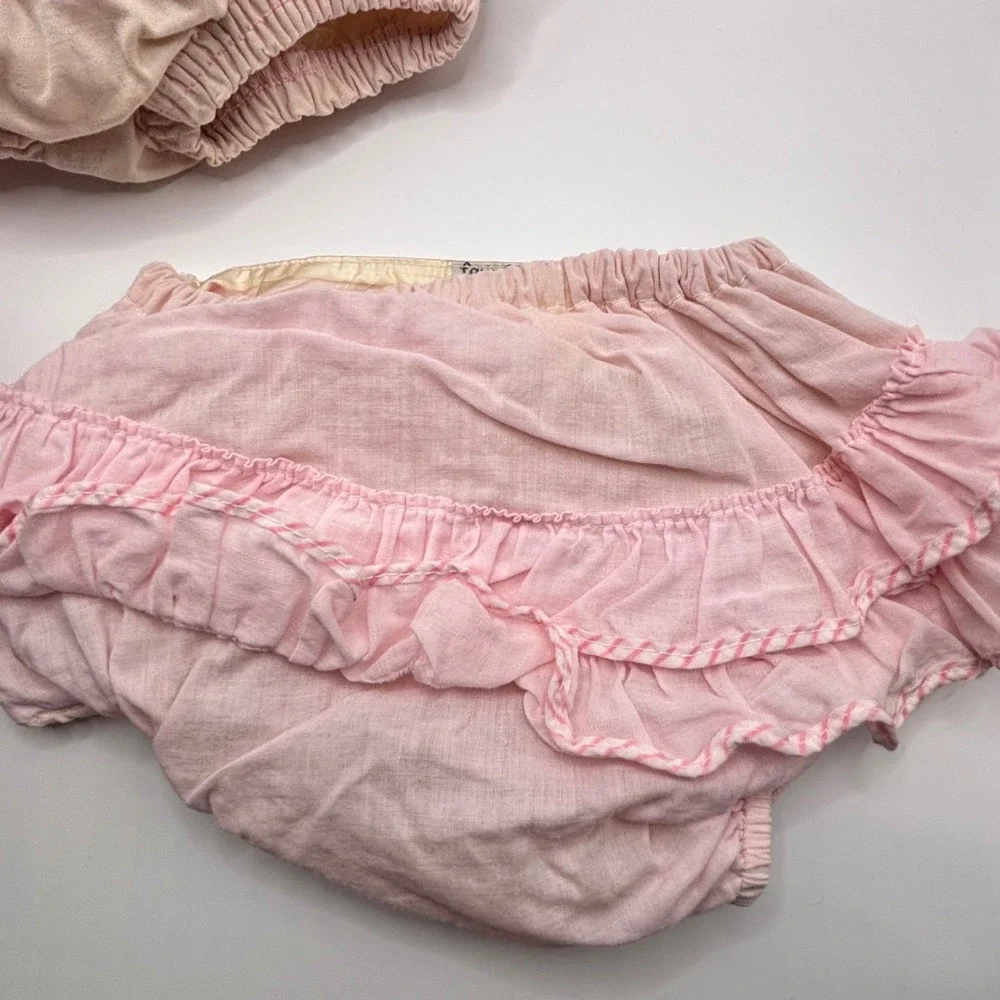 Vintage Baby‎ Bloomers Diaper Covers Set Pink Gingham Ruffled Plaid 3pc Bundle